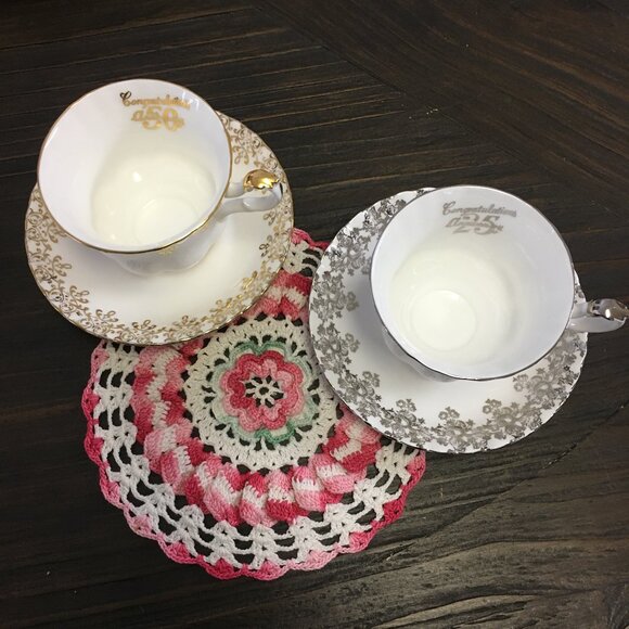 Royal Albert 'Congratulations 50th' Gold Filigree Porcelain Teacup & Saucer - Picture 11 of 11